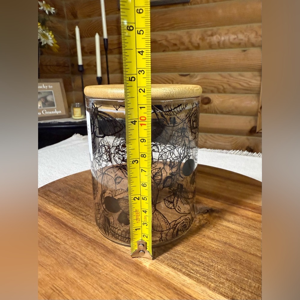 HALLOWEEN SKULLS & ROSES Glass Storage Container - Picture 7 of 8